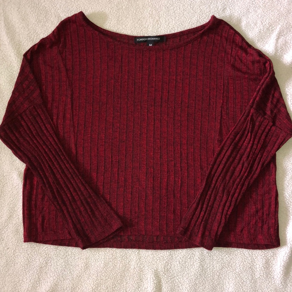 Red Heathered Crop Top